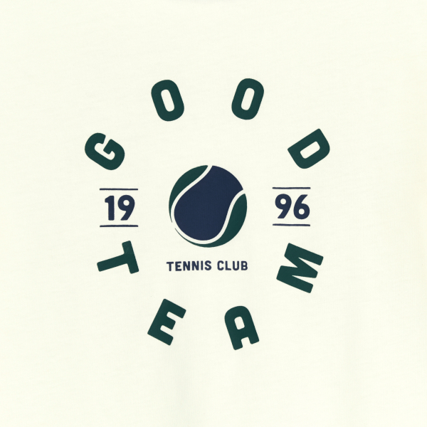 تيشيرت مزين برسالة بأكمام قصيرة، باللون الأبيض للأولاد